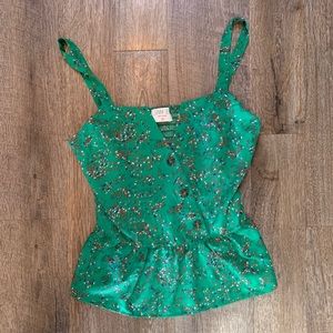 Peplum faux button tank